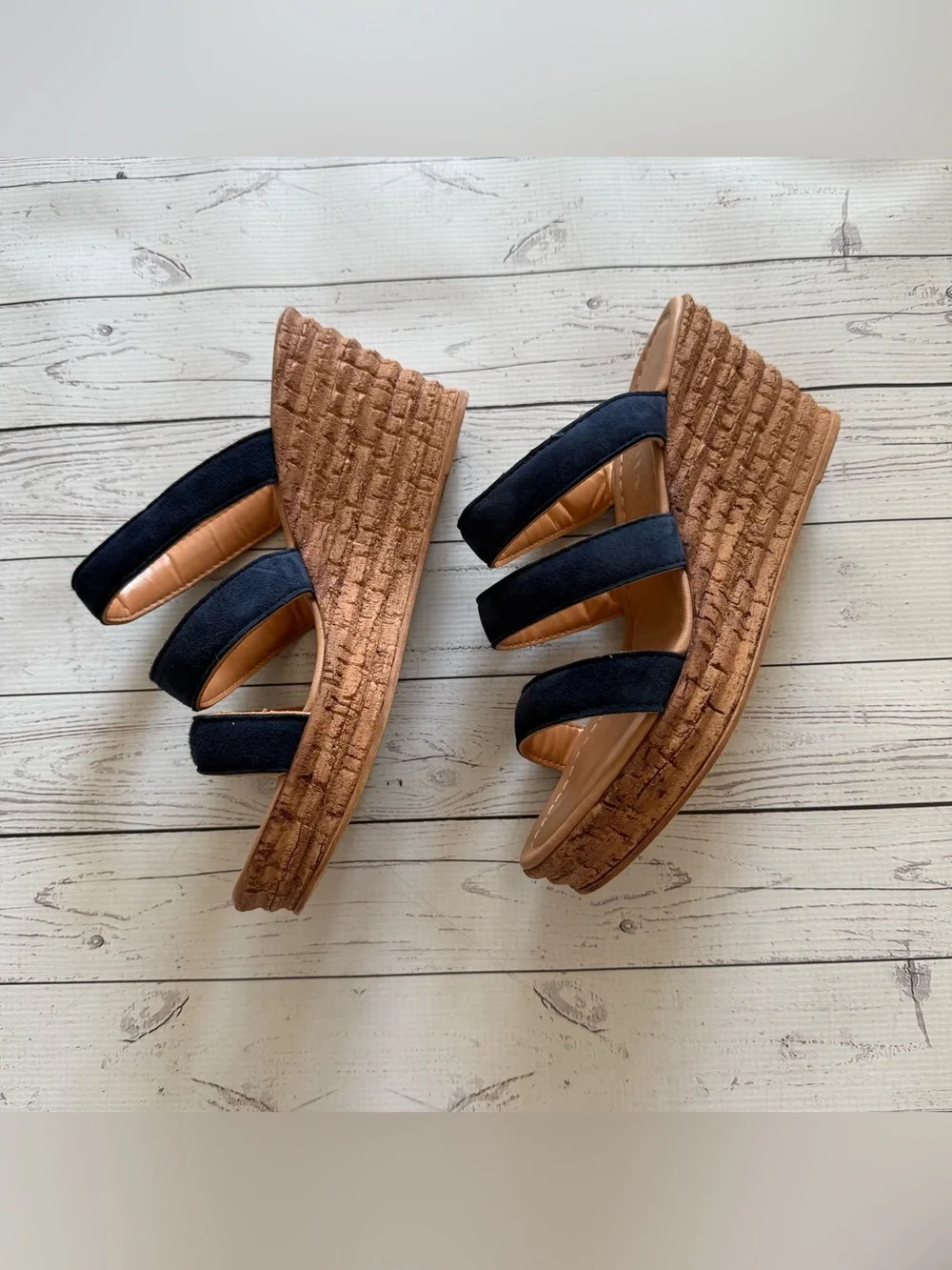 Mariella Navy Wedges